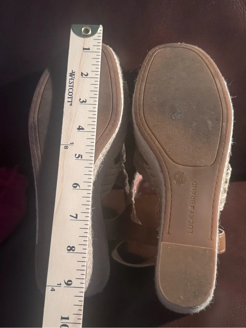 Lucky Brand Size 9.5/41 Cream Macramé Espadrille Wedge Sandals Boho